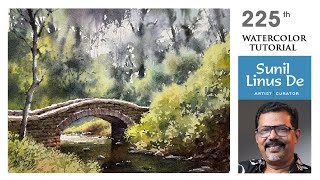 How to draw a watercolor painting with simple and easy methods  Landscape painting  Sunil Linus De [upl. by Pillow]