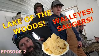 LAKE OF THE WOODS ICE FISHING 2024 DAY ONE WALLEYE SAUGER [upl. by Aline667]