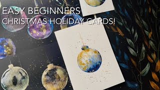 Beginners CHRISTMAS HOLIDAY CARD PAINTING Loose Watercolour PAINTING Techniques Tutorial Landscape [upl. by Aleka]