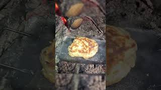 Fresh warm bread with honey butter the best thing ever 🤤 Outdoorboys yt camping fyp adventure [upl. by Nork]