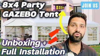 ⏩🔥GAZEBO PARTY TENT 8x4m  UNBOXING amp INSTALLATION gazebo marquee tent trending affordable yay [upl. by Imoin]