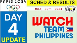 UPDATED SCHEDULE WITH GAME RESULTS  Day 4  TEAM Philippines  2024 Paris Summer Olympics [upl. by Slen]