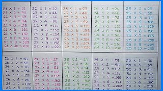 Learn Multiplication  Table of 21 to 30 [upl. by Conlin]