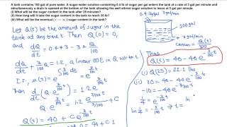 Diff Eqn Mixing Tank example 1 of 3 [upl. by Jarvis]