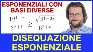 Disequazione esponenziale con basi diverse esercizio svolto [upl. by Titos]