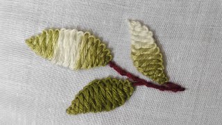 Amazing leaf embroidery🍃  easy way to make leaf embroidery [upl. by Eberhard]