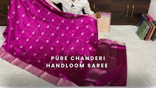 special chanderi handloom saree weavers price beautiful collection handmade saree original chanderi [upl. by Godderd]