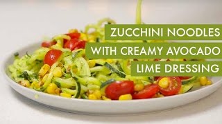 Zucchini Noodles with Creamy Avocado Lime Dressing I GlutenFree Vegan Spiralizer Recipe [upl. by Sieber]