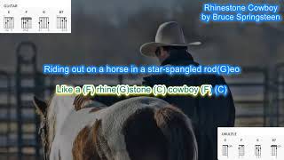 Rhinestone Cowboy no capo by Bruce Springsteen play along with scrolling guitar chords and lyrics [upl. by Ardnauq541]