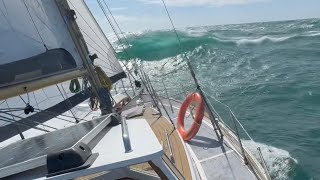 Solo sailing rollercoaster ride amp anchoring between cliffs in the dark  Cherbourg to Sark [upl. by Luy]