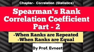 Rank Correlation repeated ranks  Repeated Rank correlation  Equal Rank correlation coefficient [upl. by Yggep765]