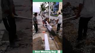 Best working day 1281 Concrete curb installation process [upl. by Aiht]