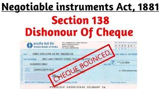 SECTION 138 OF NEGOTIABLE INSTRUMENTS ACT  1881 [upl. by Coussoule489]