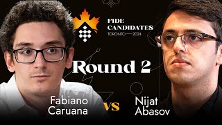 Round 2  Fabiano Caruana  Nijat Abasov  FIDE Candidates 2024 [upl. by Amedeo922]