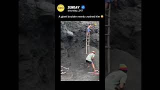 A giant boulder nearly crushed him😱closecall safety amazinggold fpy interesting viralshorts [upl. by Mada]