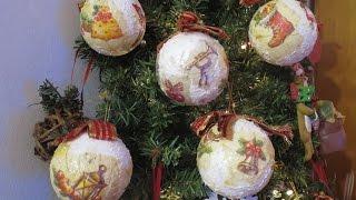 Palline per lalbero di Natale DIY decoupage [upl. by Kati]