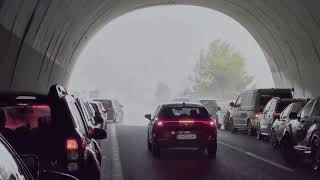 Conductores se refugian de tormenta de granizo en el túnel de Zarzalejo Pegalajar 210824 [upl. by Annayad44]