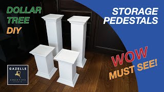 DIY Wooden Storage Pedestals Tutorial  Dollar Tree [upl. by Anirtac]