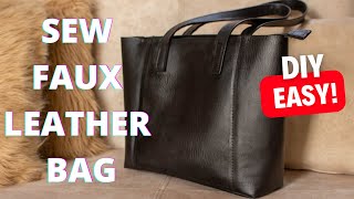 You want a TRENDY amp TIMELESS Bag Try this EASY Diy for faux leather bag without lining Sewing DIY [upl. by Lodmilla]