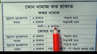 পাঁচ ওয়াক্ত নামাজ কোন ওয়াক্তে মোট কত রাকাত  ফজর যোহর আসর মাগরিব এশা মোট কয় রাকাত  namaz er rakat [upl. by Hans]