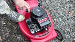 PushMowerRepaircom  Oil In CarburetorWrong Petrol In Mower [upl. by Efinnej]