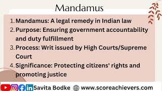 Mandamus Explained  Writ  Legal Remedy Indian Law Explained [upl. by Aay]