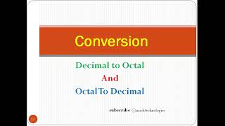 Decimal to Octal and Octal to Decimal [upl. by Francesco]