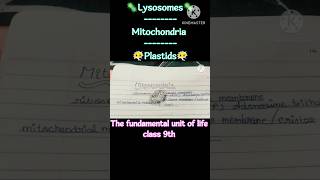 The fundamental unit of life🪻 LYSOSOMES 🦠MITOCHONDRIA 🦠 PLASTIDS 🦠 class 9th [upl. by Ajnek]