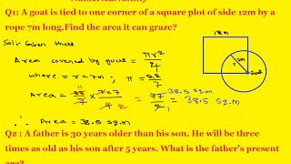 Problems On Ages  Problems On Area  Arithmetic Aptitude  Numerical Ability [upl. by Ogait]