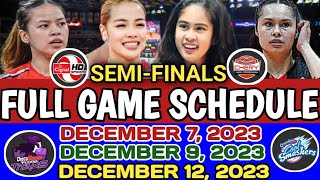 PVL SEMIFINALS FULL GAME SCHEDULE DECEMBER 7 9 and DECEMBER 12 2023 pvl2023 pvlsemis semifinal [upl. by Cleti]