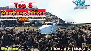 Top 5 MUST have Addons for MSFS2020 Bonus career Mods  Mostly Freeware [upl. by Ellahcim]