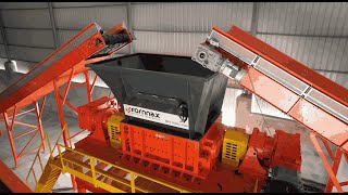 FORNNAX Primary Shredder with Disc Classifier for Industrial Tire Shredding [upl. by Ellerahc]