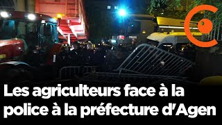 REPLAY  Les agriculteurs face aux forces de lordre devant la préfecture dAgen 47 [upl. by Box177]