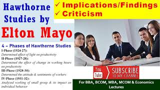 Implications of Hawthorne Studies  Criticism  Findings of Hawthorne Studies  Elton Mayo  BCOM [upl. by Garnes]