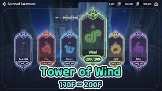 SoA  Climbing the Tower of Wind 170F  200F Summoners War Chronicles [upl. by Silisav437]