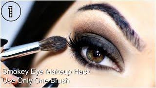 Easy Smokey Eye For Beginners  One Brush Application [upl. by Lhadnek]