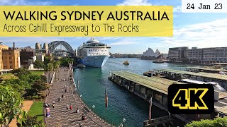 Walk across Sydneys Cahill Expressway to The Rocks  24 Jan 2023 4K [upl. by Anaujal]