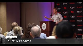 Protesters gather at Sheehy rally in Billings [upl. by Noirred]