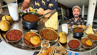 दाल बाटी चूरमा Thali With Tiger Safari in Ranthambore National Park  Ranthambore Food Tour [upl. by Oiril]