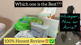 Best sanitary pad review कौन सा सबसे अच्छा  घटिया  comparison video  Nua pads  Airiz pads [upl. by Alolomo595]