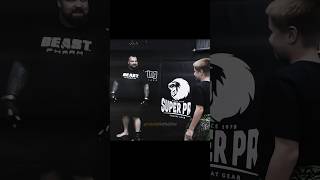 Worlds Strongest Man vs KID ☠️ gymedit eddiehall gym [upl. by Bergess]