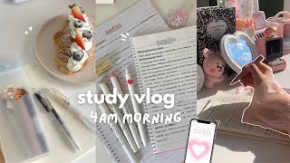 study vlog 🩰4am morning routine studying at café lots of note taking being productive ftJotBot [upl. by Razaele]