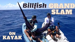 Billfish GRAND SLAM on KAYAK Blue Marlin Swordfish amp Sailfish fishing 👊🎣 [upl. by Phenice840]