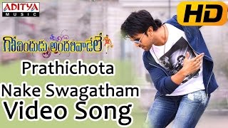 Prathichota Nake Swagatham Full Video Song  Govindudu Andarivadele Movie  Ram Charan Kajal [upl. by Ryon]