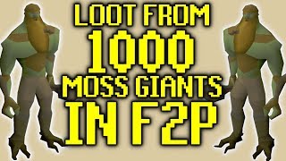 OSRS Loot From 1000 MOSS GIANTS in F2P [upl. by Ahsenev702]