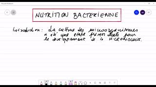 Microbiologie générale Nutrition bactérienne part 1 [upl. by Ahsem]