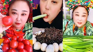 ASRM MUKBANG  Challenge Eat green onions eat shrimp eat fish eat meat  PART 224 [upl. by Henarat]