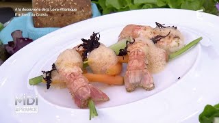 Recette  Langoustines royales croisicaises émulsion au kari gosse et minis légumes [upl. by Oag493]