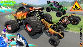 Monster Jam INSANE Racing Freestyle and High Speed Jumps  BeamNG Drive  Mace Mace Tv [upl. by Bricker]