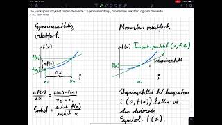 3A Funksjonsuttrykket til den deriverte 1 Gjennomsnittlig momentan vekstfart og den deriverte [upl. by Eilyab]